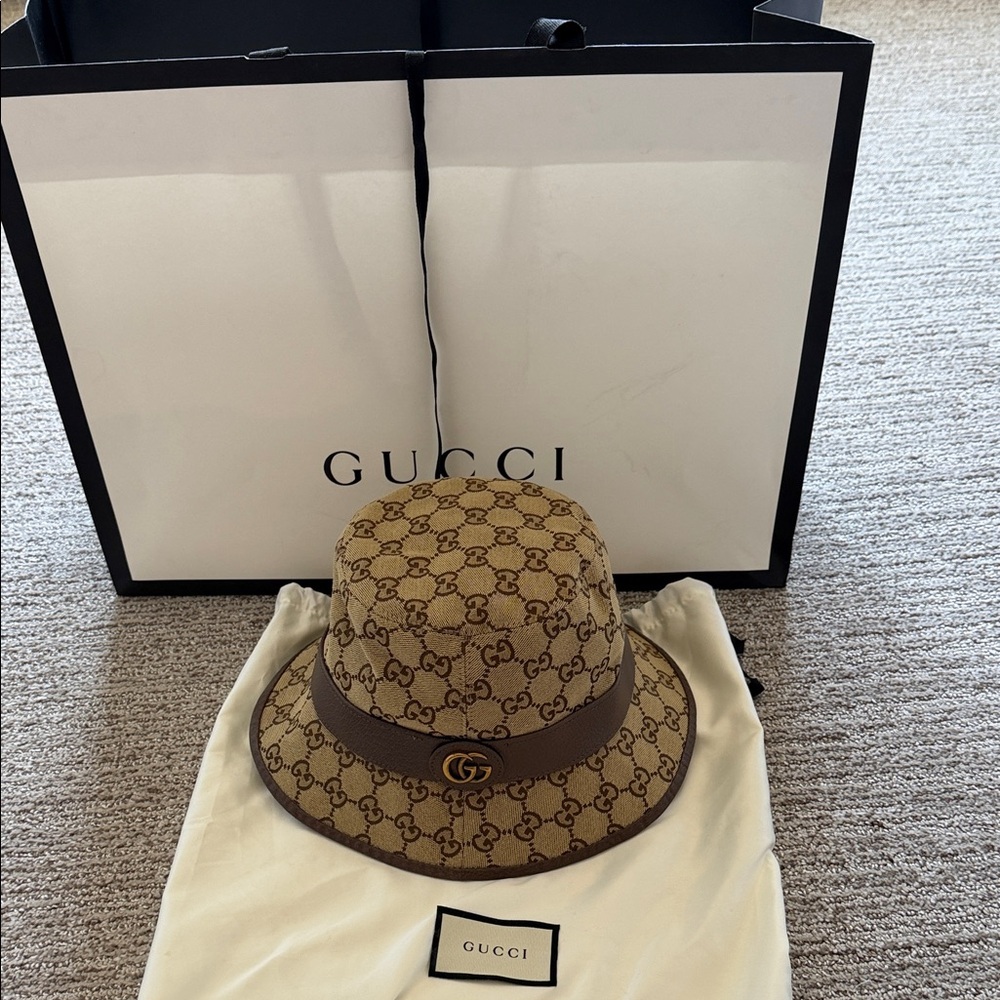 Gucci Brown Monogram Bucket Hat